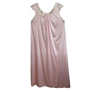 Vintage Vandemere Blush Pink Satin Maxi Nightgown | Made in USA | 1970s–80s